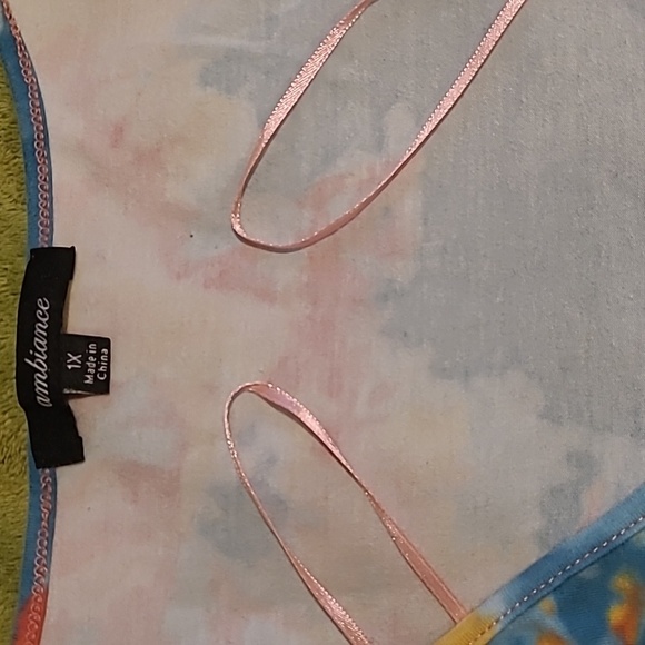 Ambiance Womens Plus Tye Dye Light Blue Pink Red Orange Yellow 95% Cotton SZ 1X - Picture 6 of 7